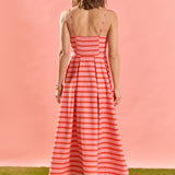Striped Pleated Midi Dress
