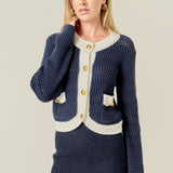 Contrast Round Hem Cardigan