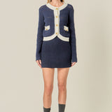 Contrast Round Hem Cardigan