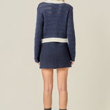 Contrast Round Hem Cardigan