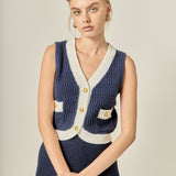 Contrast Sleeveless Knit Top