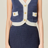 Contrast Sleeveless Knit Top