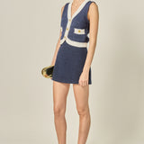 Contrast Sleeveless Knit Top