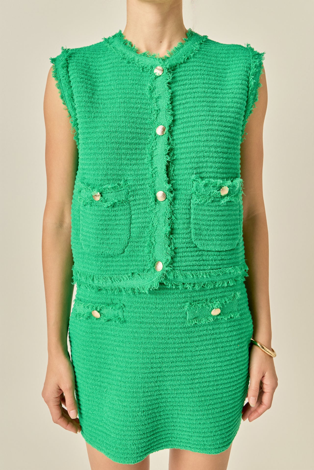 Haley Fringe Knit Vest – English Factory
