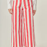 Wide Leg Bold Stripe Denim Pants