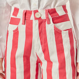 Wide Leg Bold Stripe Denim Pants