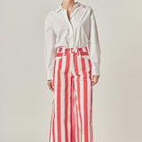 Wide Leg Bold Stripe Denim Pants