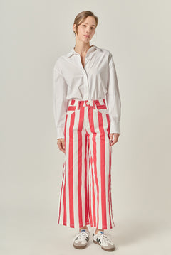 Wide Leg Bold Stripe Denim Pants