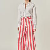 Wide Leg Bold Stripe Denim Pants