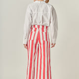 Wide Leg Bold Stripe Denim Pants
