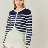Nautical Stripe Gold Button Cardigan