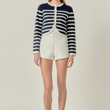 Nautical Stripe Gold Button Cardigan