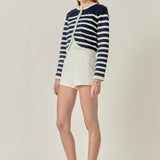 Nautical Stripe Gold Button Cardigan