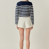Nautical Stripe Gold Button Cardigan