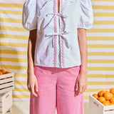 Sweet Stitched Bow Blouse