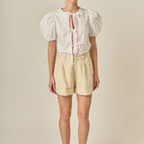 Sweet Stitched Bow Blouse