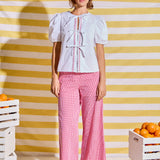 Sweet Stitched Bow Blouse