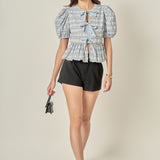 Bow Front Puff Sleeve Top