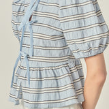Bow Front Puff Sleeve Top