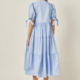 Tiered Midi Dress with Bow-Tie Sleeves