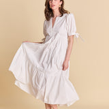 Tiered Midi Dress with Bow-Tie Sleeves