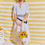 Tiered Midi Dress with Bow-Tie Sleeves