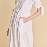 Tiered Midi Dress with Bow-Tie Sleeves