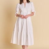 Tiered Midi Dress with Bow-Tie Sleeves