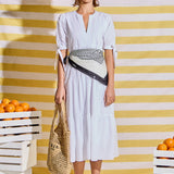 Tiered Midi Dress with Bow-Tie Sleeves