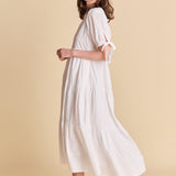 Tiered Midi Dress with Bow-Tie Sleeves