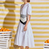 Tiered Midi Dress with Bow-Tie Sleeves