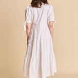 Tiered Midi Dress with Bow-Tie Sleeves