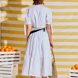 Tiered Midi Dress with Bow-Tie Sleeves