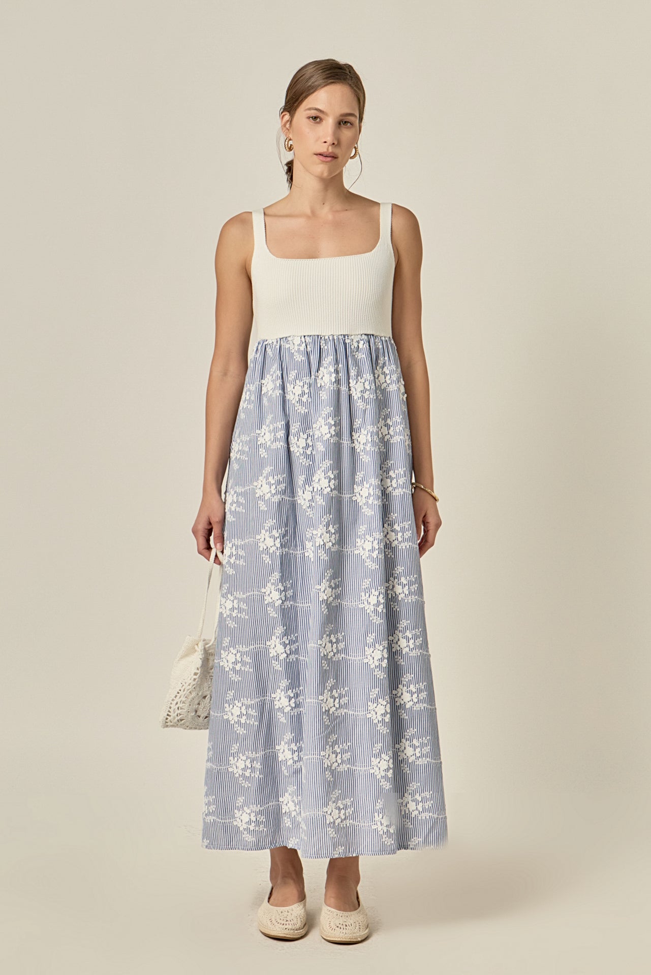 english factory mixed media short sleeve maxi dress Mixed Media Tee Maxi Dress English Factory