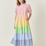Color Block Striped Midi Dress