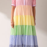 Color Block Striped Midi Dress