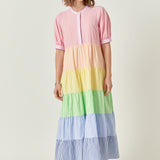Color Block Striped Midi Dress