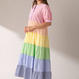Color Block Striped Midi Dress