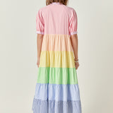 Color Block Striped Midi Dress