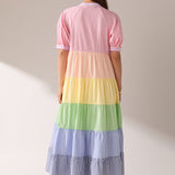 Color Block Striped Midi Dress