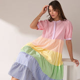 Color Block Striped Midi Dress