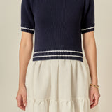 Mixed Media Puff Sleeve Mini Dress