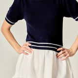 Mixed Media Puff Sleeve Mini Dress