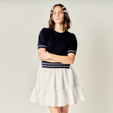 Mixed Media Puff Sleeve Mini Dress