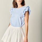 Flower Embroidered Ruffle Top