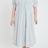 Plus Size Stripe Shirt Midi Dress