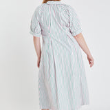 Plus Size Stripe Shirt Midi Dress