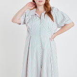 Plus Size Stripe Shirt Midi Dress