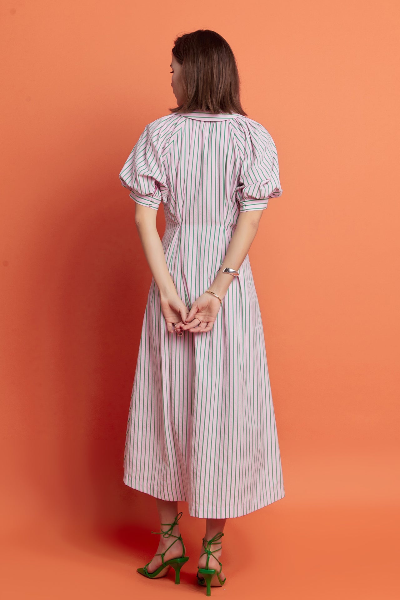 Red retailer stripe shirt dress