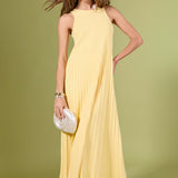Pleated A-line Knit Midi Dress